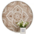 Round White Washed Wood Decorative Tray W7108
