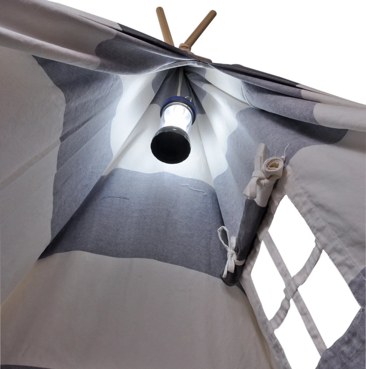 Gray and White Stripes Canvas Teepee Tent M2233