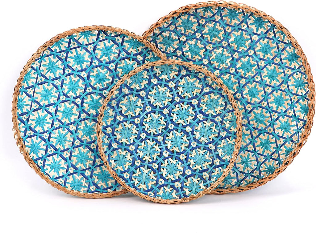 Red & Natural Woven Bamboo Wall Baskets Set of 2 H20263