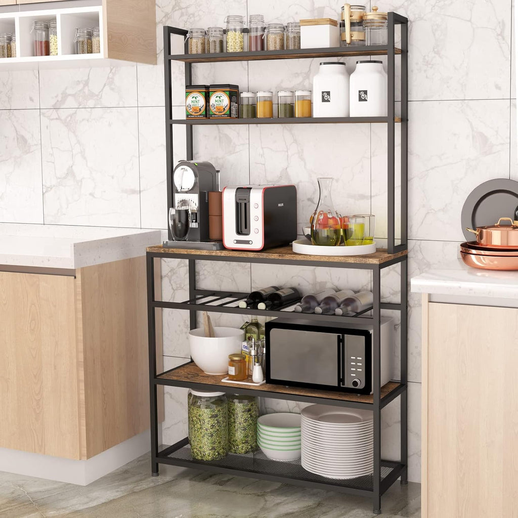 Industrial Kitchen Baker's Rack Microwave Oven Stand Kitchen Pantry Shelf Free Standing Utility Storage Cabinet Sideboard U642