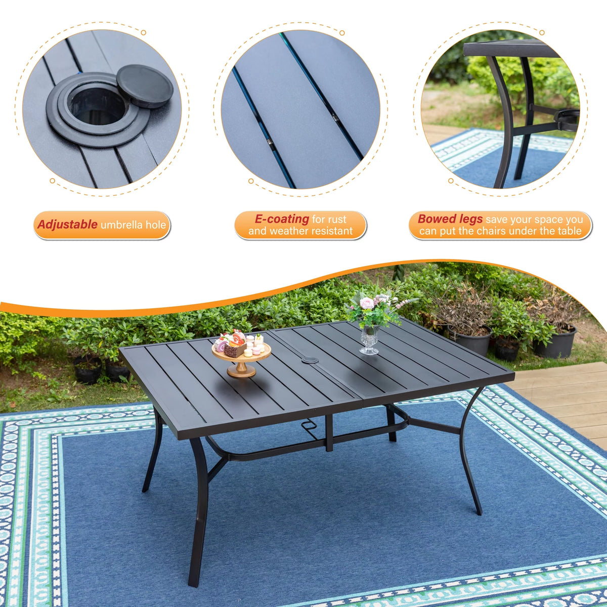 7-Piece Outdoor Patio Dining Set with 6 Textilene Chairs & Metal Table Q51003