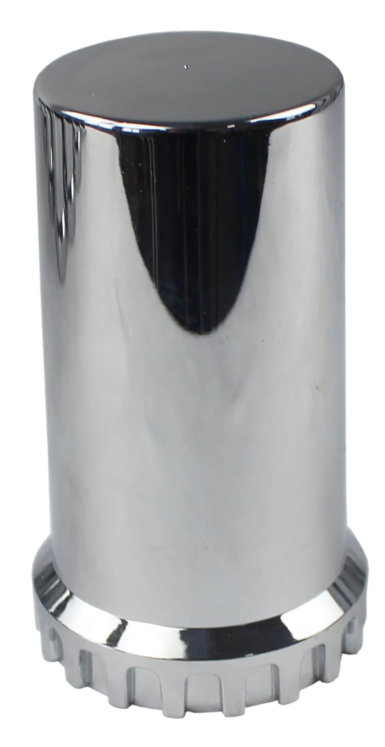 33mm Chrome ABS Plastic Cylindrical Screw on Lug Nut Covers Caps with Flange for Semi Truck (20) J327441