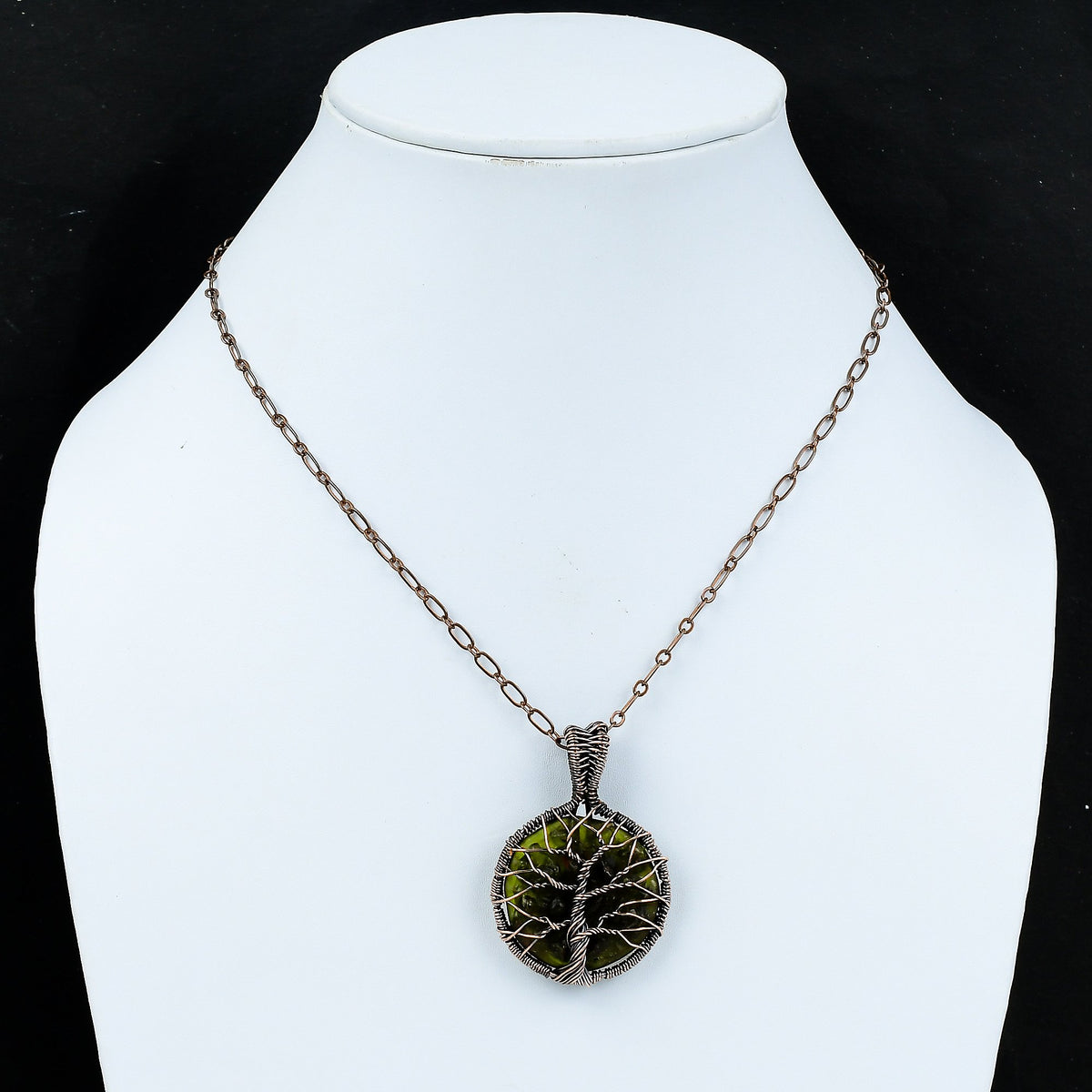 Copper Wire Wrapped Moldavite Pendant A6923