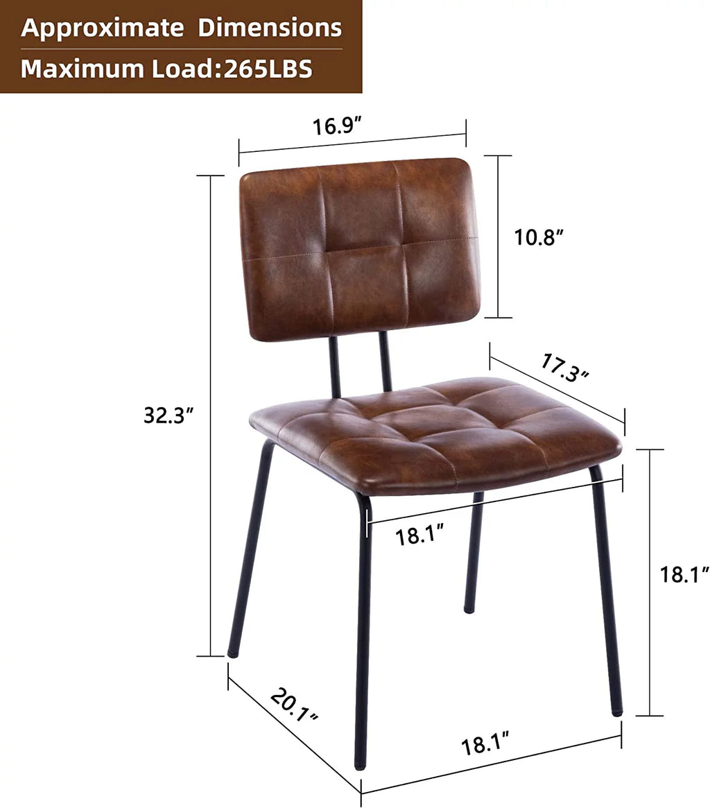 Faux Leather Upholstered Dining Chairs Set of 2 with Metal Legs B32367