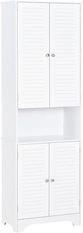 White Tall Bathroom Storage Cabinet with Adjustable Shelves L604