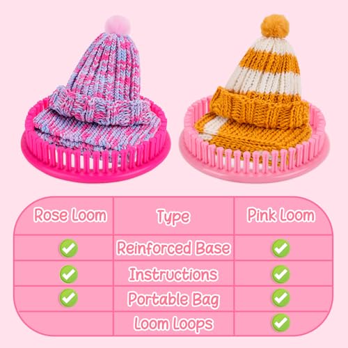 Knitting Loom Kit with Storage Bags Yarns Knitting Tools Pink B1005