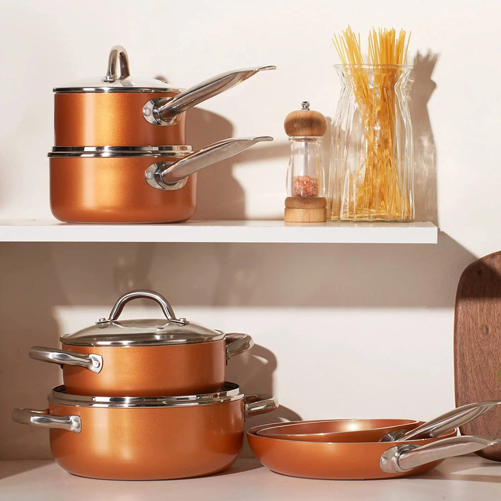 10 Piece Nonstick Ceramic Cookware Set with Stainless Steel Handles I3784