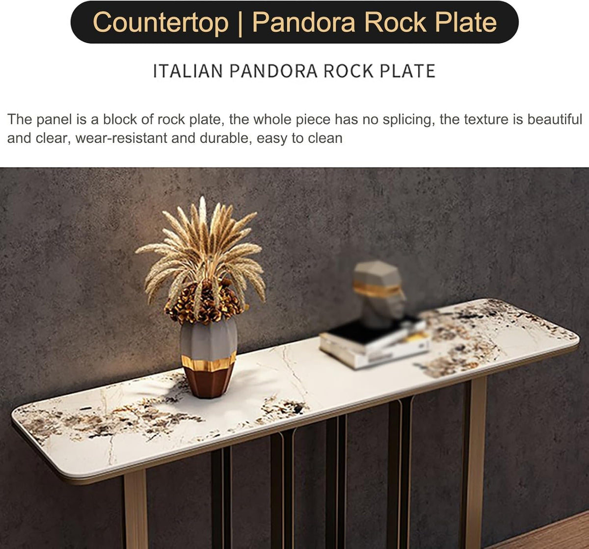 Narrow Entryway Table with Geometric Metal Base A22056