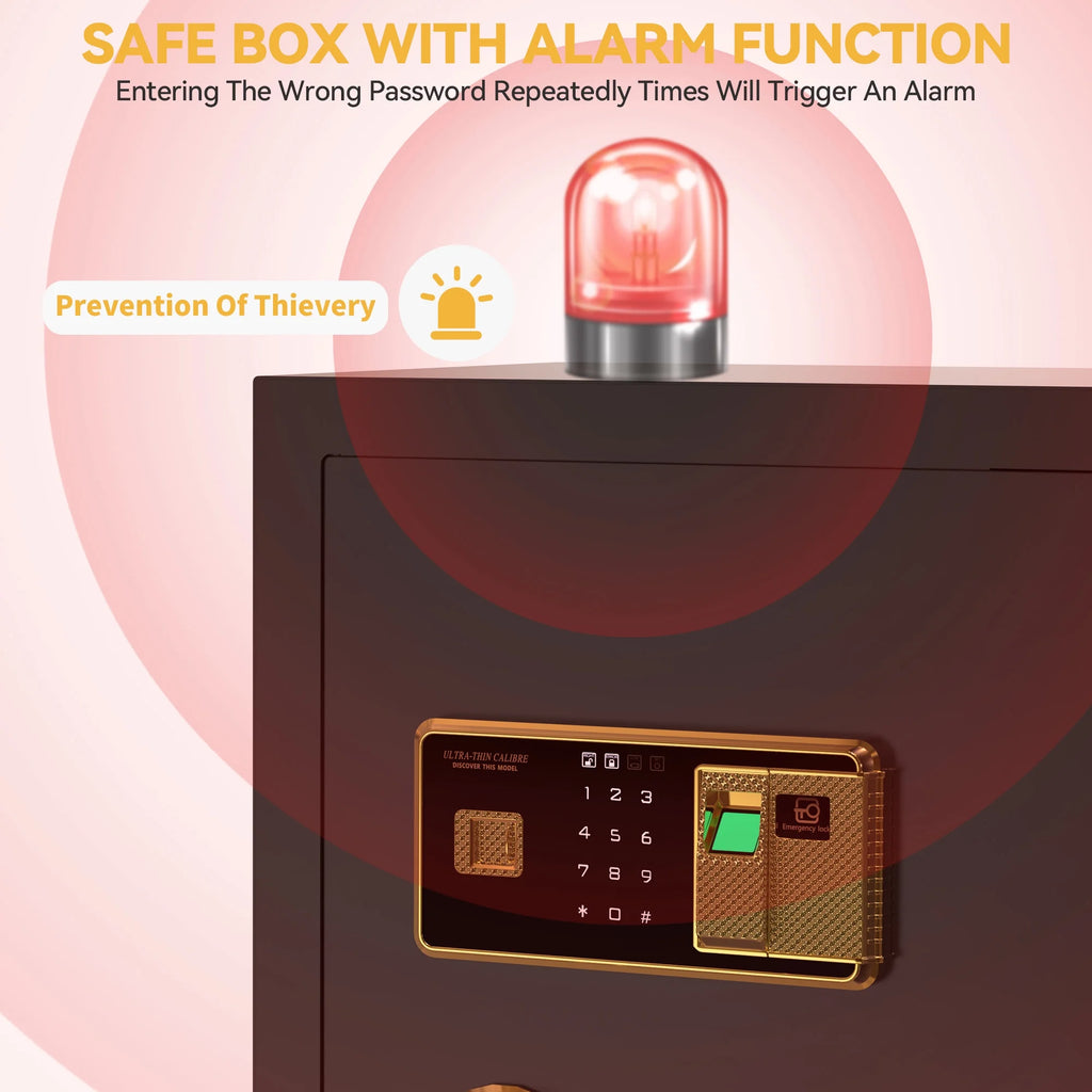 Large Black Fingerprint Safe Box with Digital Keypad and Adjustable Shelves N20347