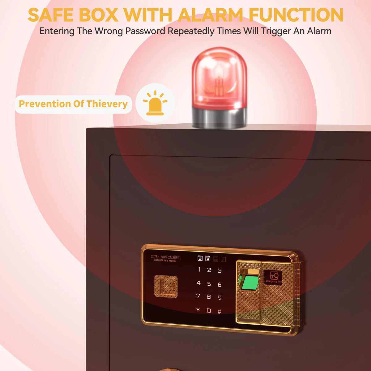 Large Black Fingerprint Safe Box with Digital Keypad and Adjustable Shelves N20347