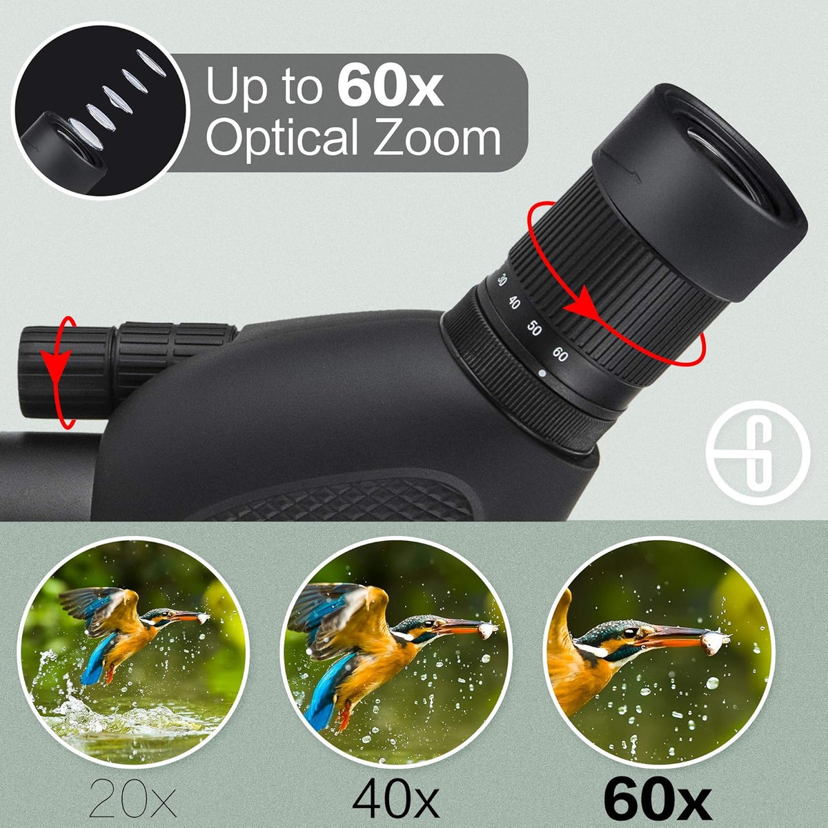 20-60x80mm HD Spotting Scope with Tripod and Carry Case Q887217