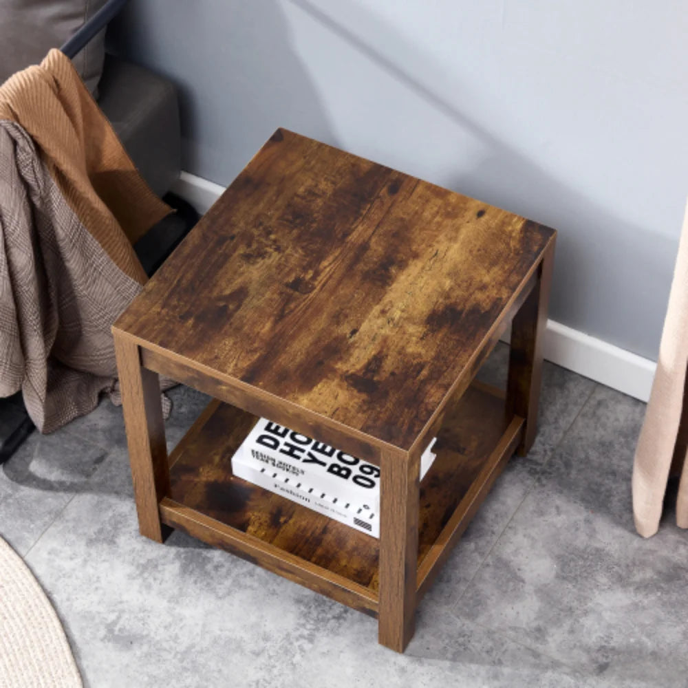 Rustic Brown 2-Tier Side Table C557