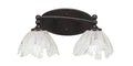 Two Light Bath Bar Dark Granite Finish with Italian Ice Glass T44955