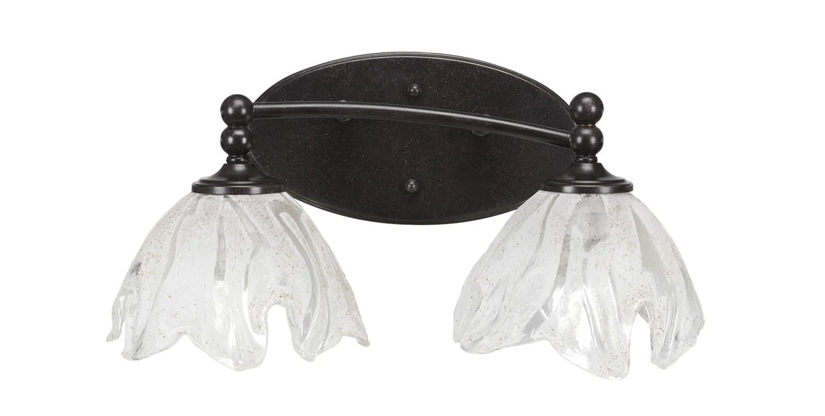 Two Light Bath Bar Dark Granite Finish with Italian Ice Glass T44955