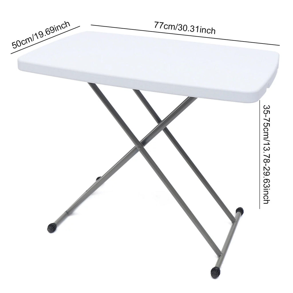 30x20" White Plastic Height Adjustable Folding Table V270