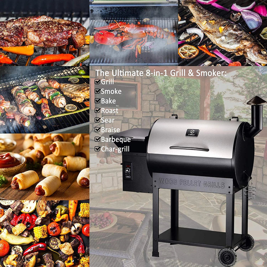 Wood Pellet Smoker 8 in 1 BBQ Grill 700 sq inch R5747