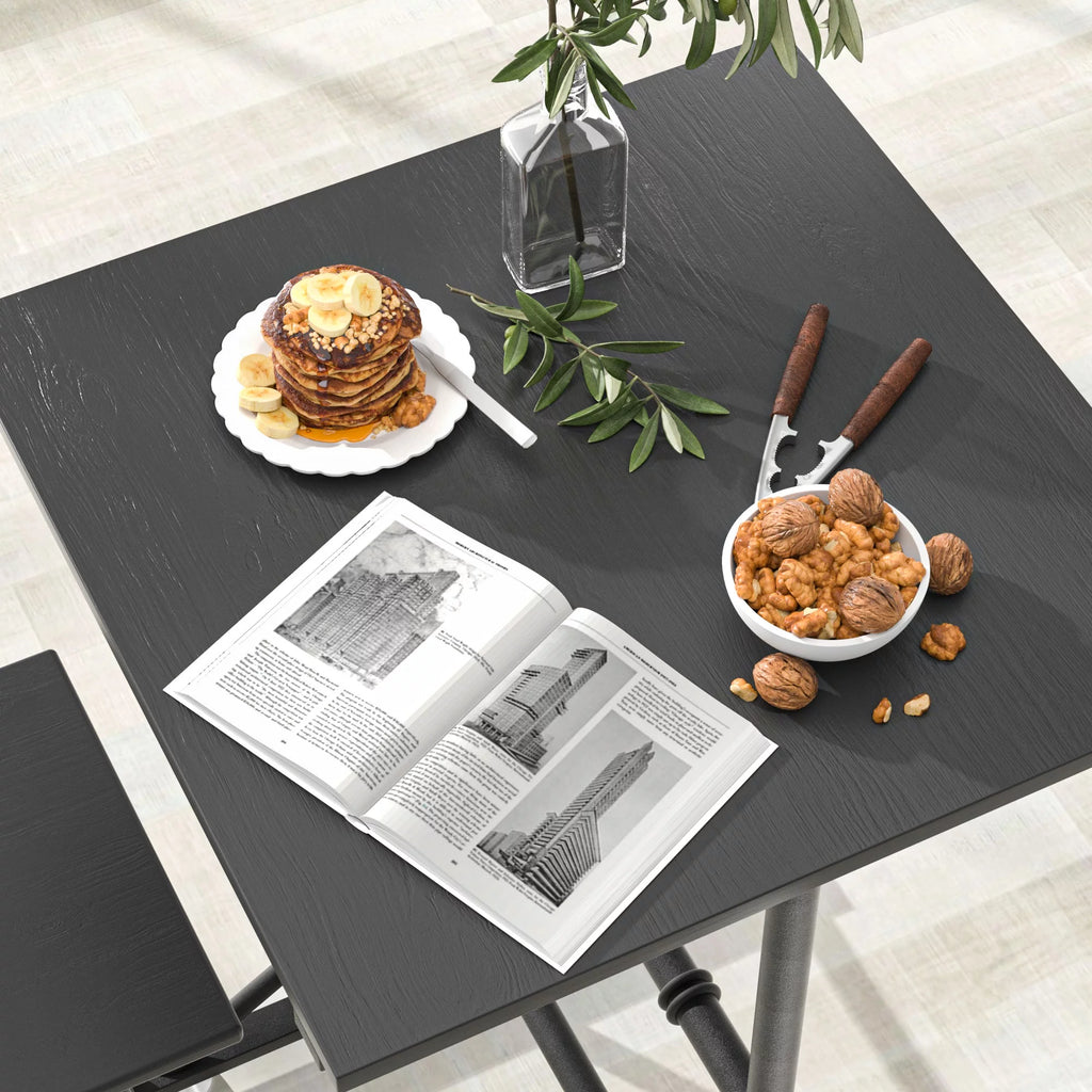 3-Piece Square Dining Table Set with 2 Stools R7546