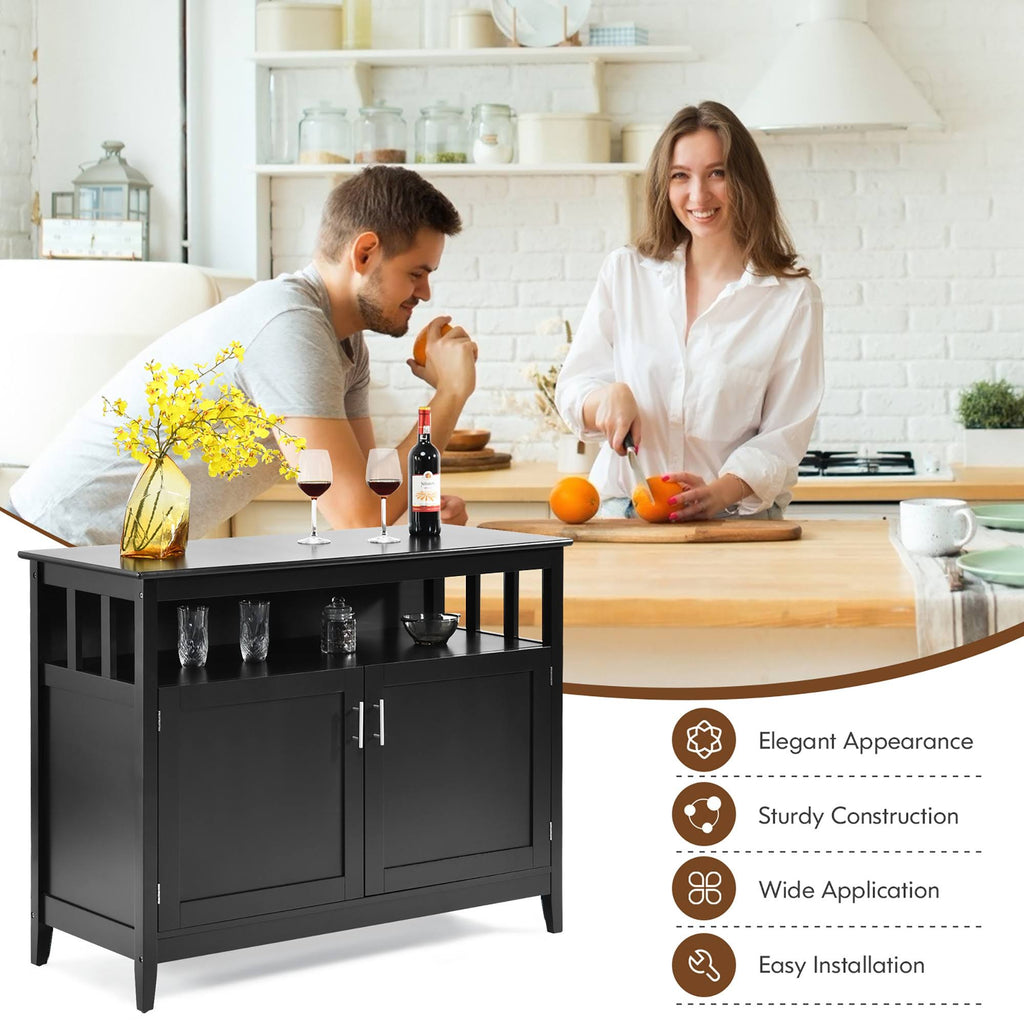Black 2 Doors Kitchen Sideboard Cabinet N530