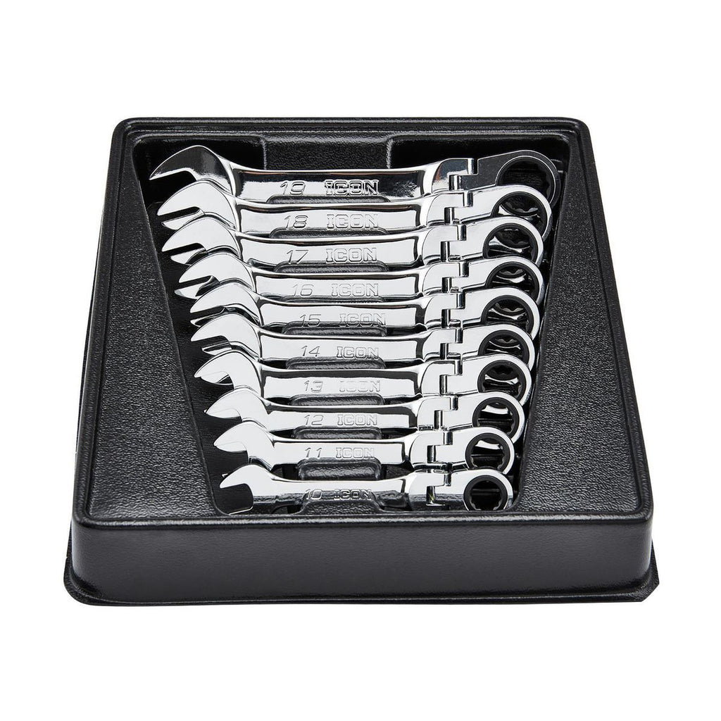 Metric Ratcheting Combination Wrench Set, 10-Piece A70899