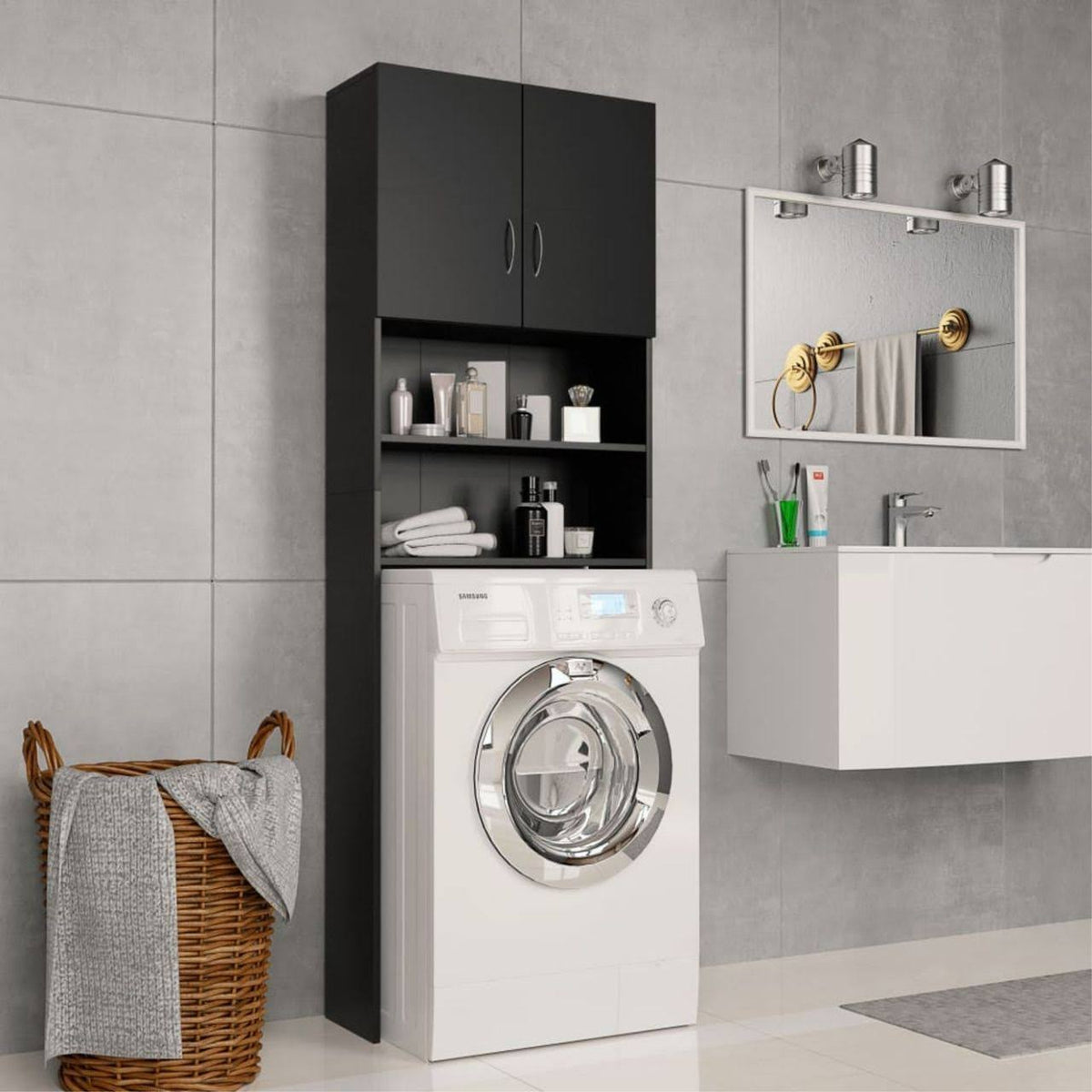 Black Chipboard Washing Machine Cabinet F6315