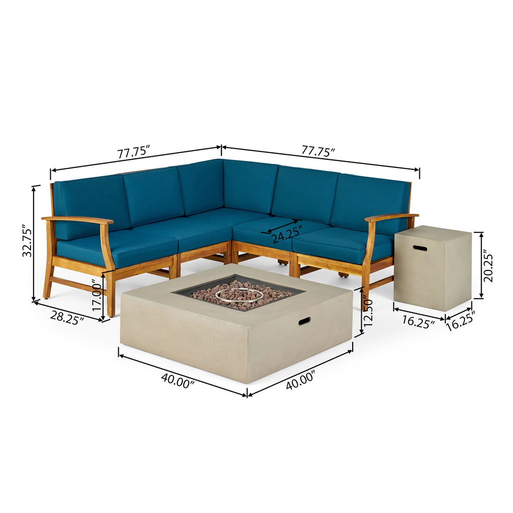 7-Piece Acacia Wood Outdoor Sofa Set U889