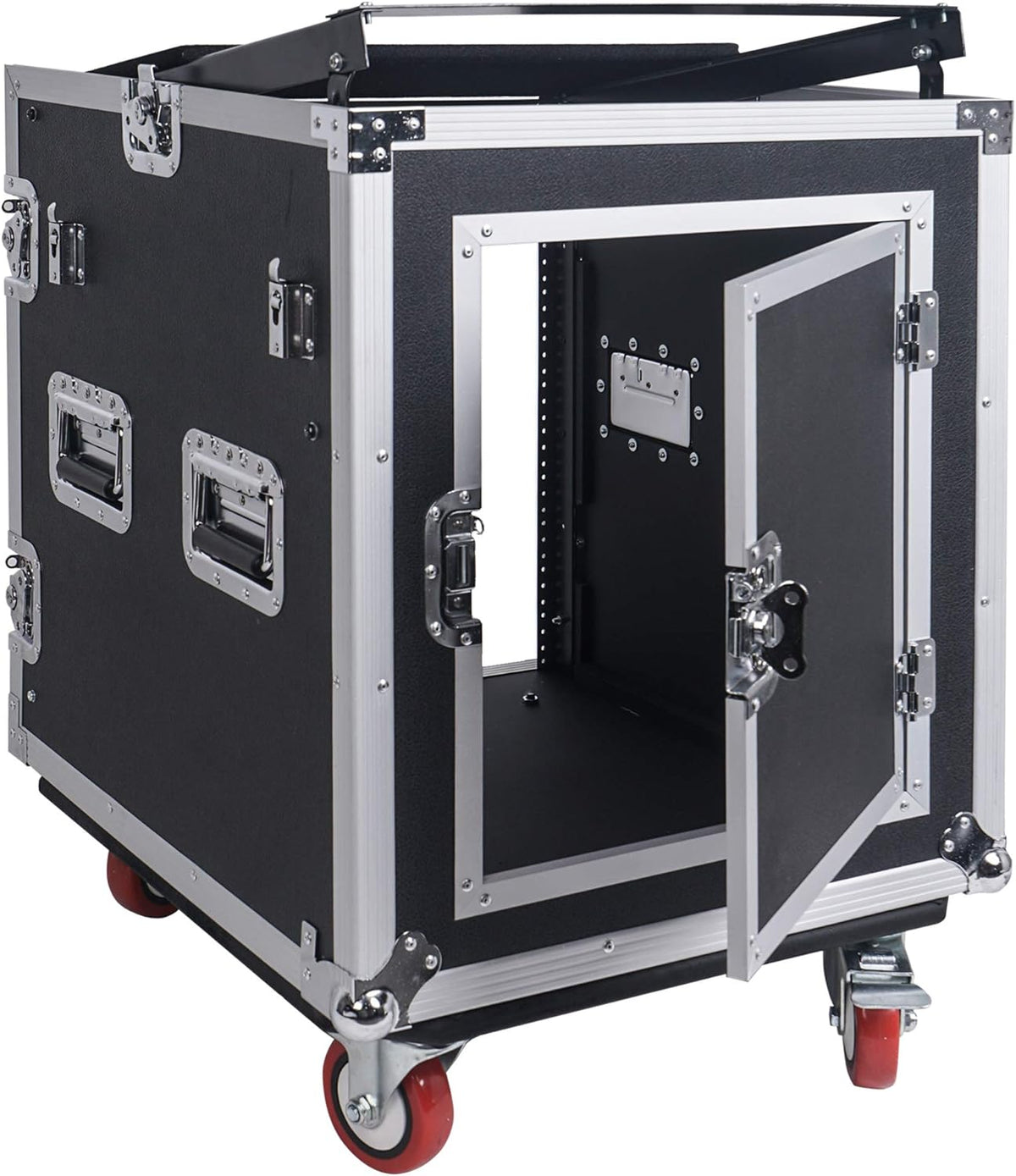 8U PA DJ Pro Audio Rack Road Case with 13U Slant Mixer Top and Casters N839