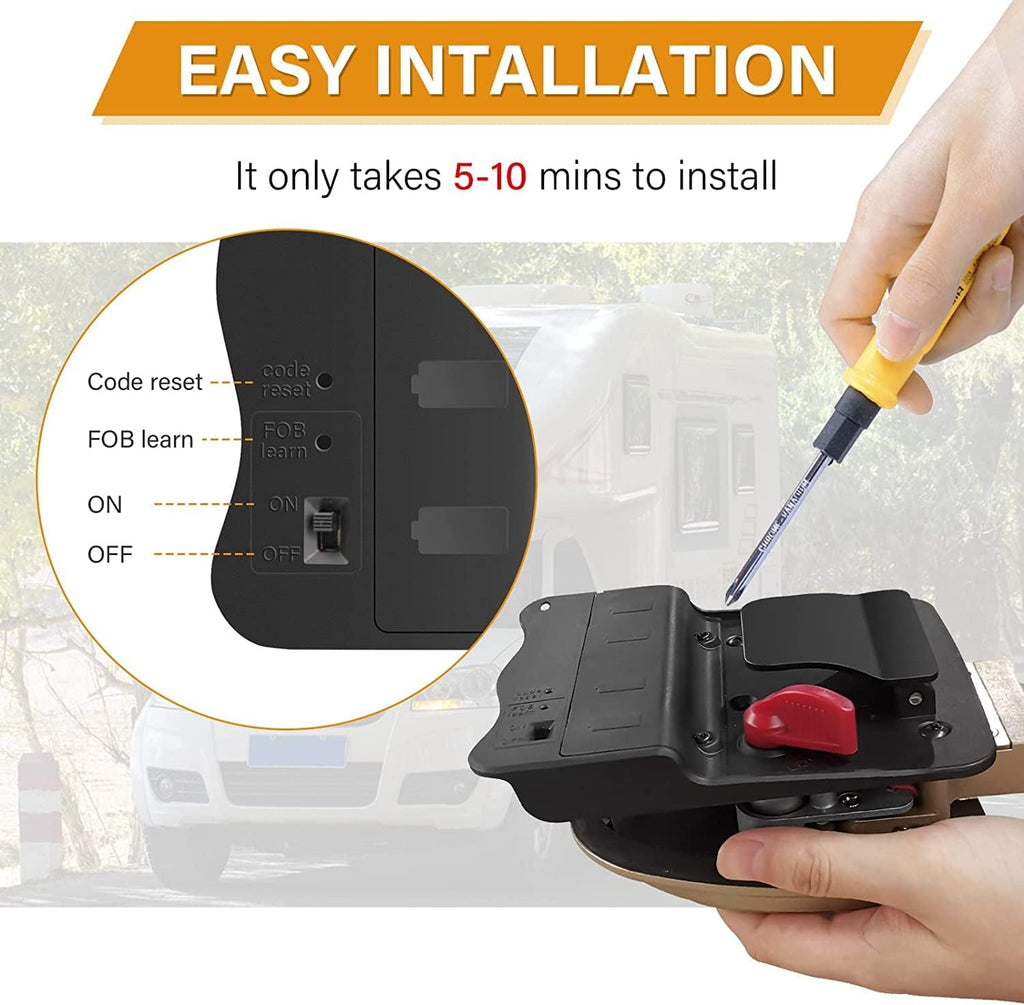 Waterproof Keyless RV Door Lock with Backlit Keypad and 2 Fobs and Key for 2.75 x 3.75 Lock Hole T756