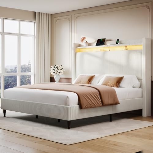 Queen Size Upholstered Platform Bed with Tall Headboard X630