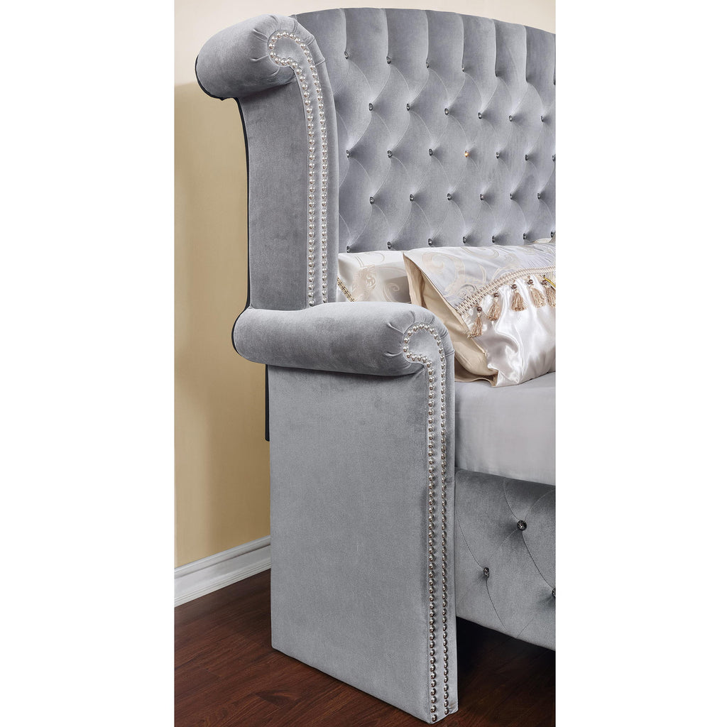 Queen Gray Platform Bed S1824
