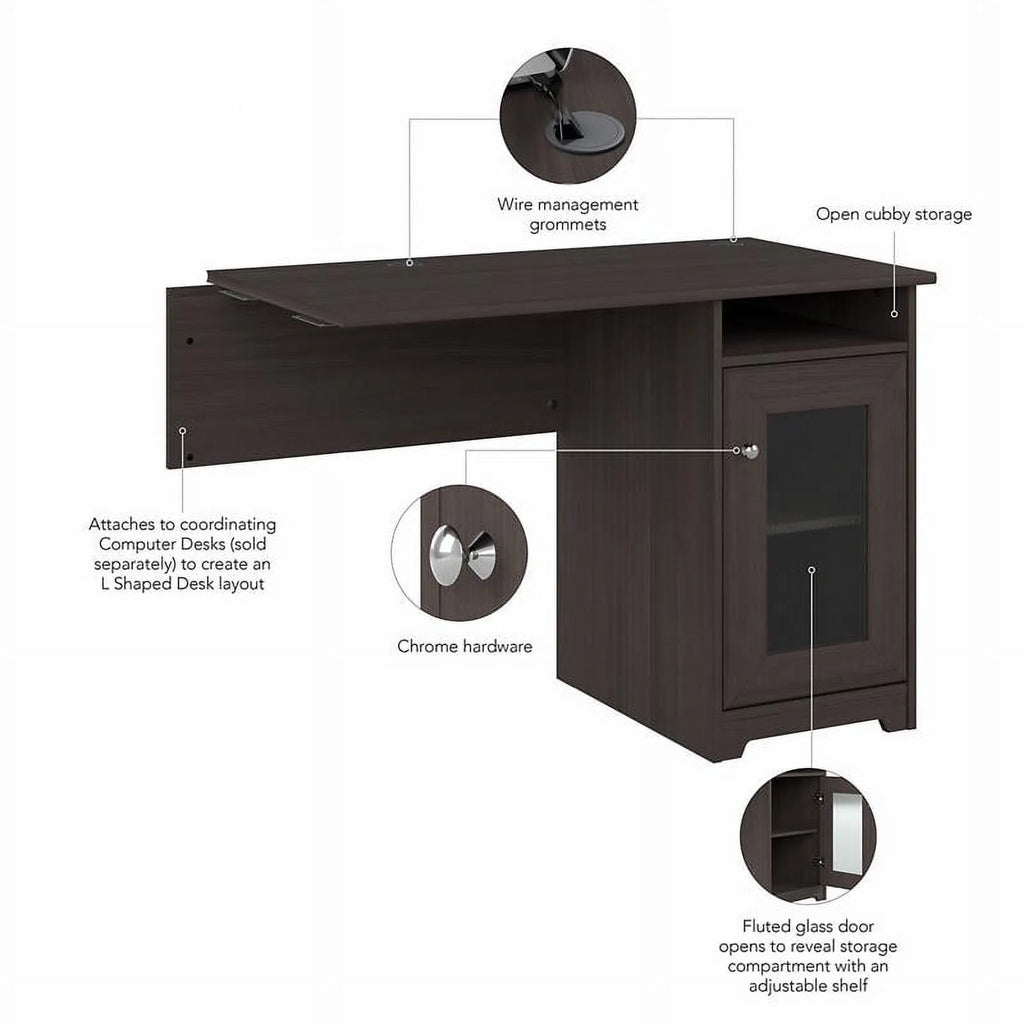 Heather Gray Engineered Wood Desk with Storage T270880