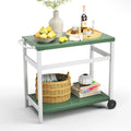 Outdoor Dining Cart Table Aluminum Grill Table with Wheels A45640