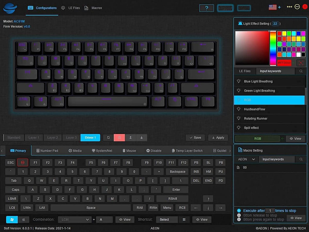 61 Keys Aluminum Case Hot Swappable Mechanical Keyboard T98053
