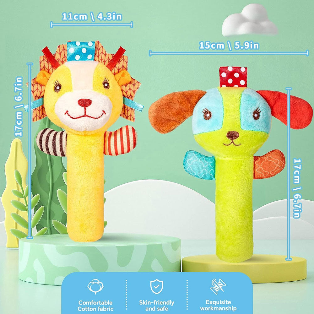 3 Pack Baby Rattles Toys Soft Rattle Sensory Toys Stuffed Animals Hand Grip Set Y803105