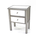 13.75" x 24" x 30.5" Silver 2 Drawer Mirrored End Table L189