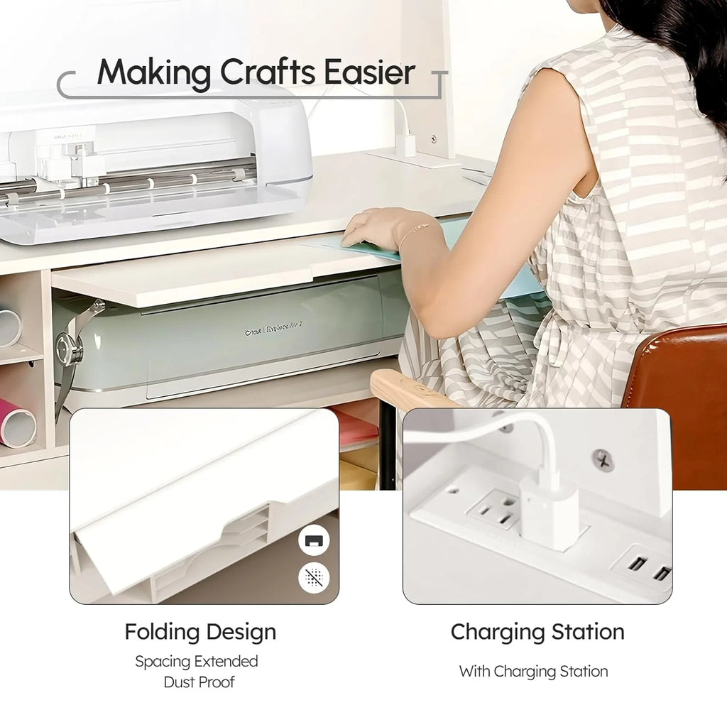 Craft Cabinet Table Organizer with Charging Station Y737245