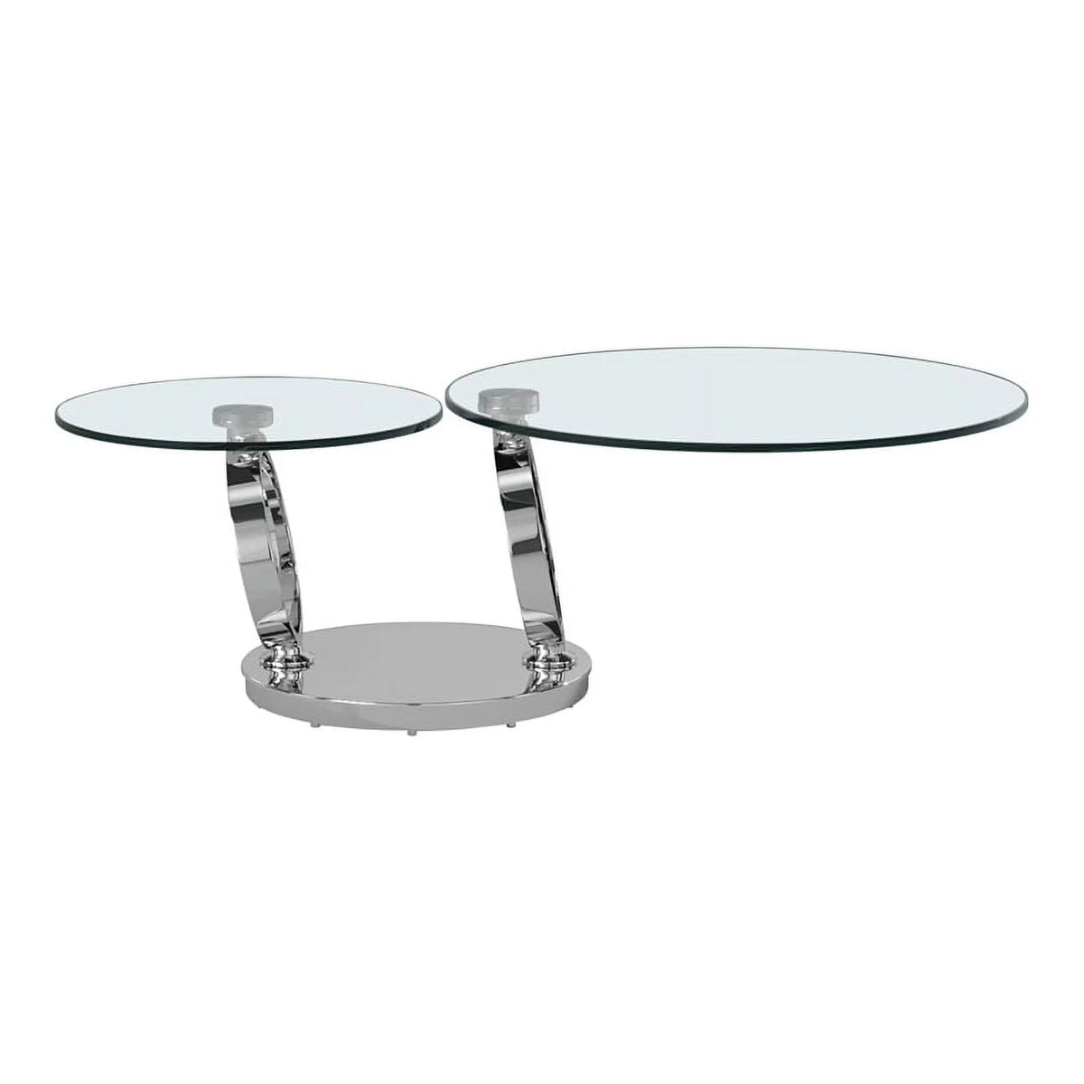 Glass Top Coffee Table with Round Base in Chrome H757