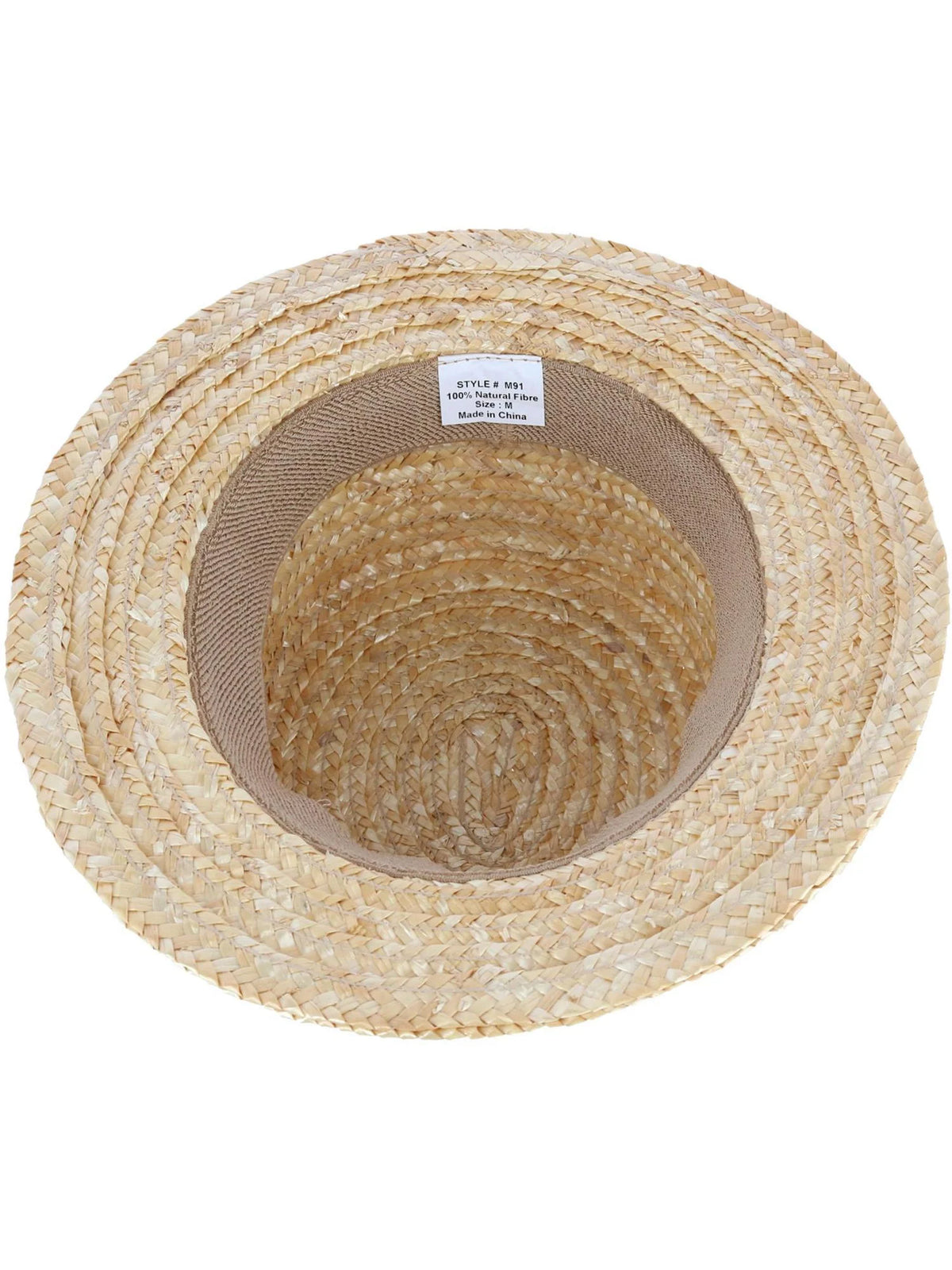 Straw Boater Hat with Navy Band and Elastic Sweatband Z975