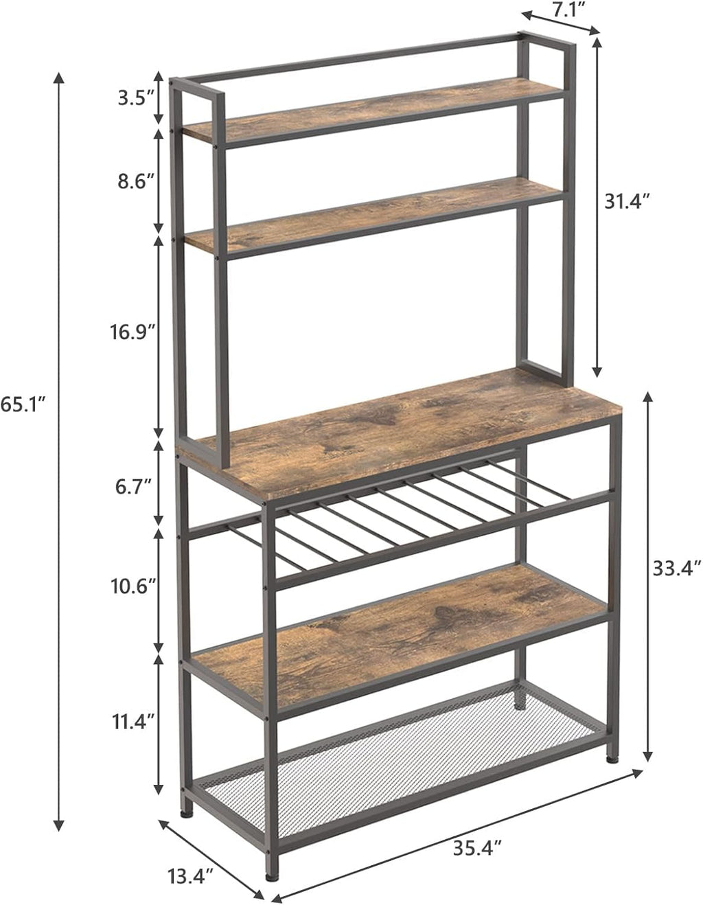 Industrial Kitchen Baker's Rack Microwave Oven Stand Kitchen Pantry Shelf Free Standing Utility Storage Cabinet Sideboard U642