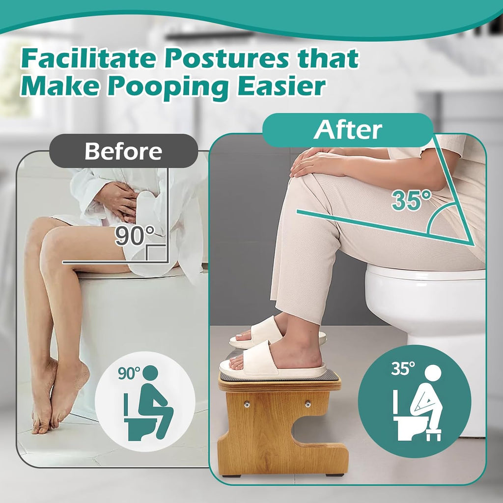Wooden Toilet Stool Squat Adult, Extra Thick Multi-layer Wood L728654