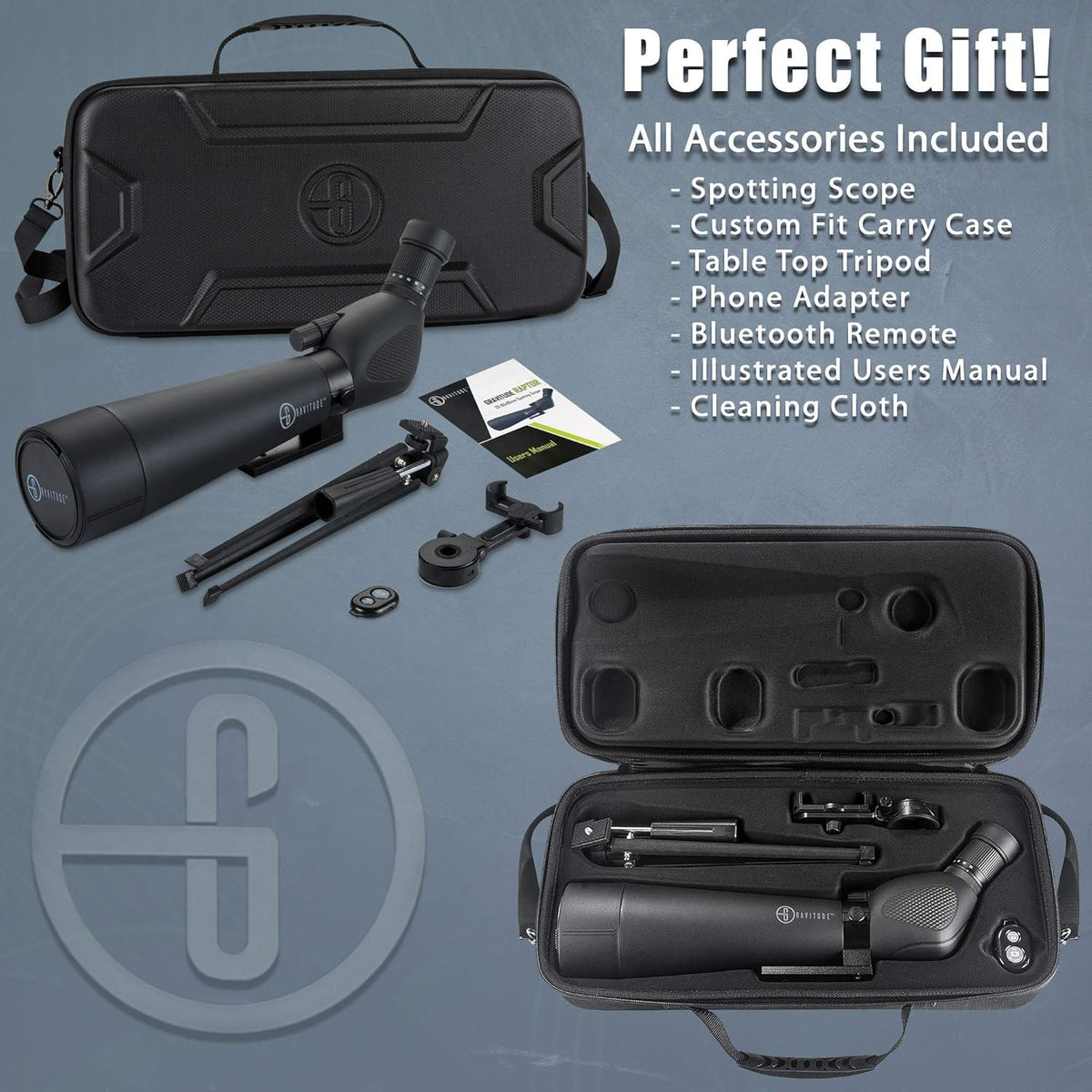 20-60x80mm HD Spotting Scope with Tripod and Carry Case Q887217