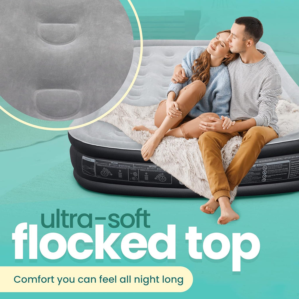 Queen Size Double-High Inflatable Air Mattress with Built in Pump M8628