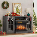 Gray Glass Fireplace TV Stand C493587