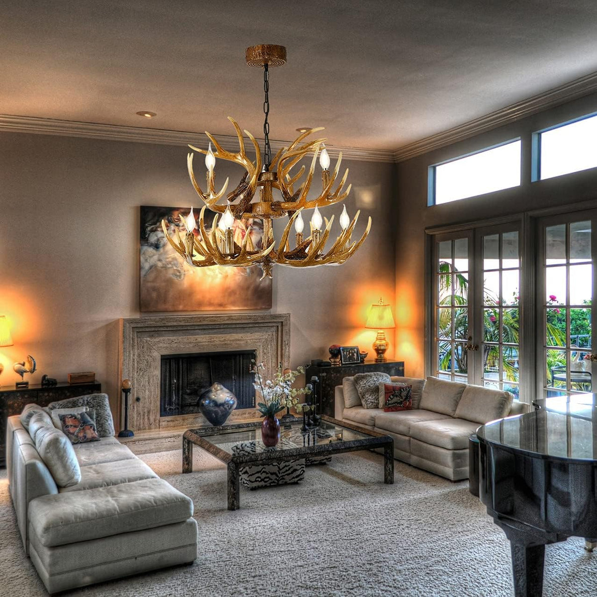 Antler Chandelier 9 Lights E12 Base I3893