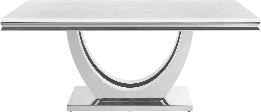 White Faux Marble Top Dining Table Q6770