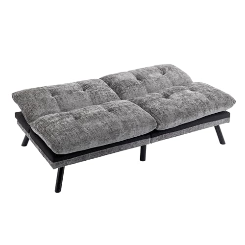Dark Gray Polyester Memory Foam Convertible Futon Sofa Bed R50108
