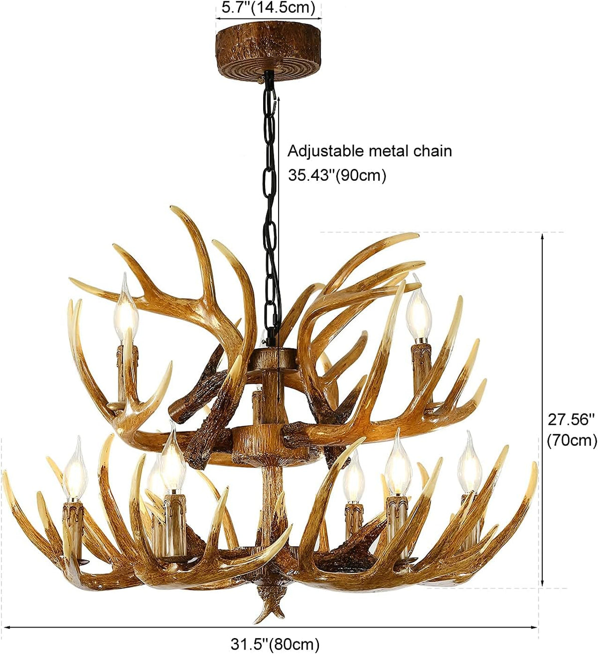 Antler Chandelier 9 Lights E12 Base I3893