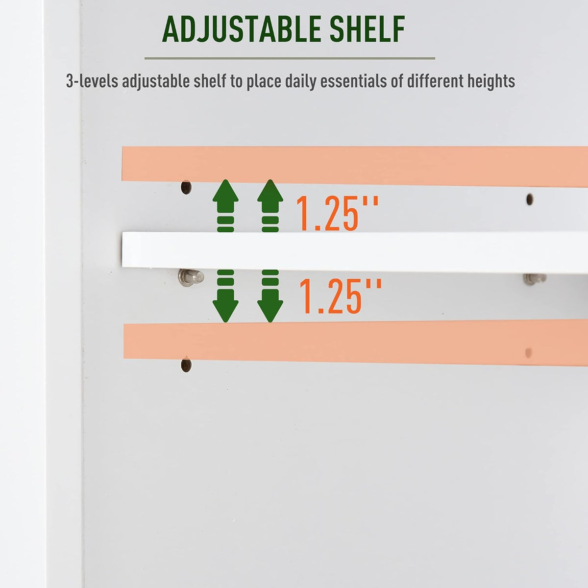 White Tall Bathroom Storage Cabinet with Adjustable Shelves L604