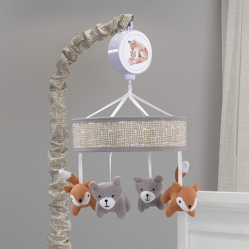 Gray/Beige Fox and Bear Musical Mobile A1090