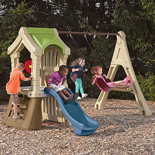 Outdoor Swing Set with Slide and Playhouse I23477
