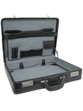 Expandable Leather Attache Briefcase Combination Locks Hard Case L3166